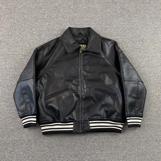 Corteiz-Leather-Jacket-Black-2-Drip Store Argentina