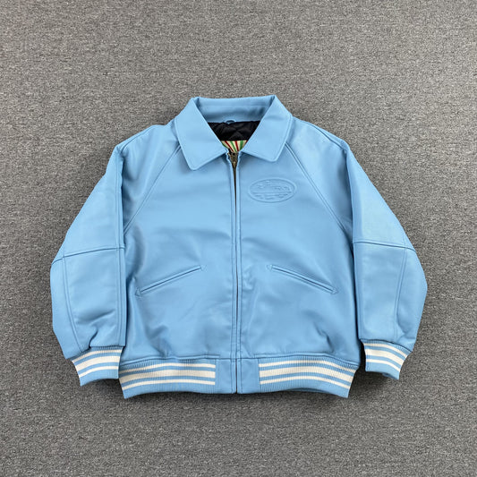 Corteiz-Leather-Jacket-Blue-2-Drip Store Argentina