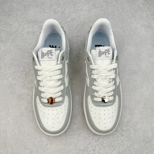 A Bathing Ape Bape Sta Patent Leather Blanco Gris