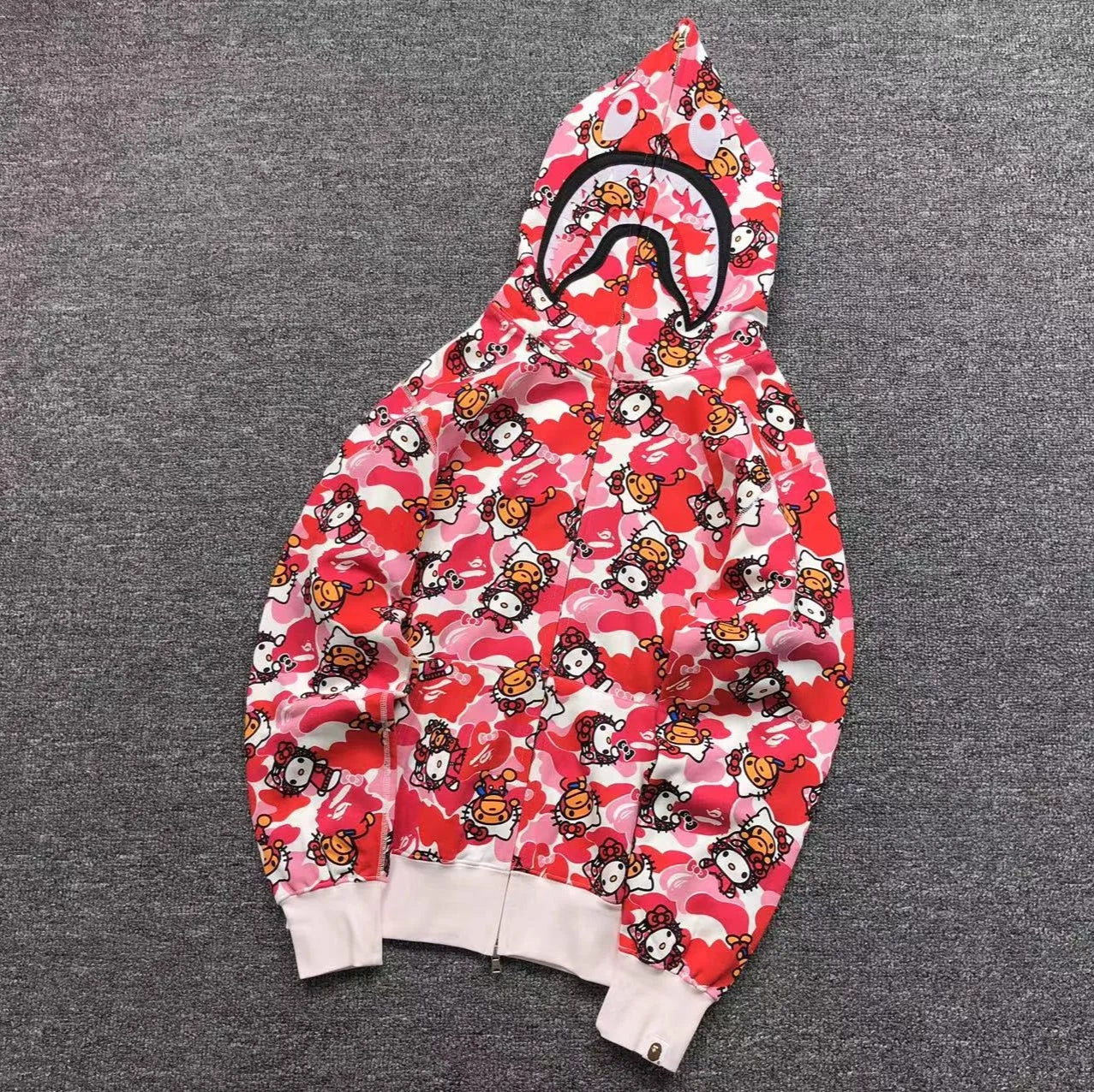 Bape Shark Hoodie Bape X Sanrio Bluza Bape Shark Pink Hello Kitty