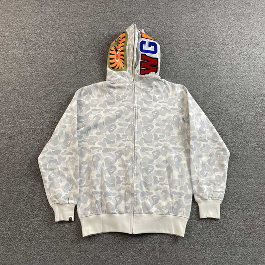 Campera Bape Harajuku Separate Shark Full Zip Blanco