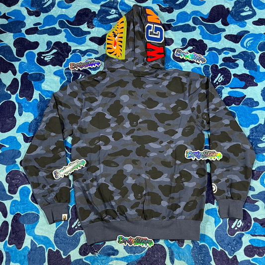 Campera Bape Color Camo Shark Full Zip Azul