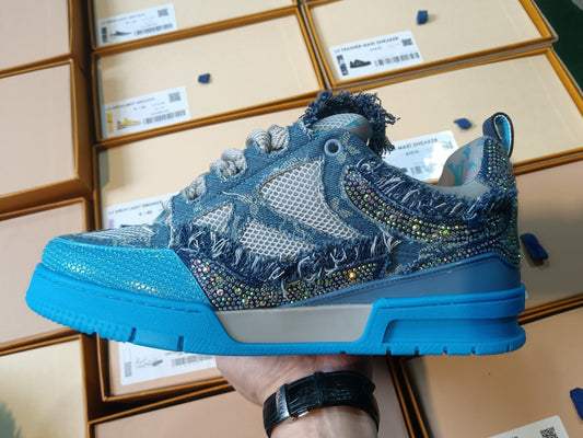 Louis Vuitton Skate Sneaker Swarovski Monogram Azul