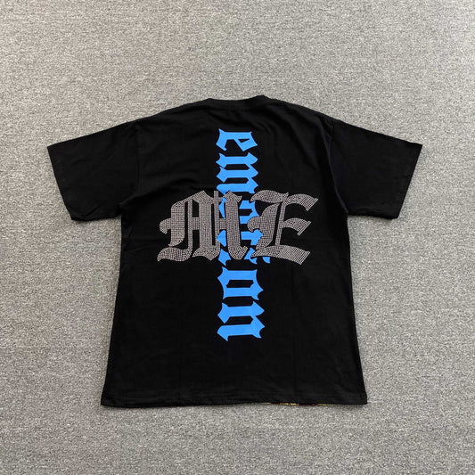 Remera Mixed Emotion Angel Rhinestone Negra