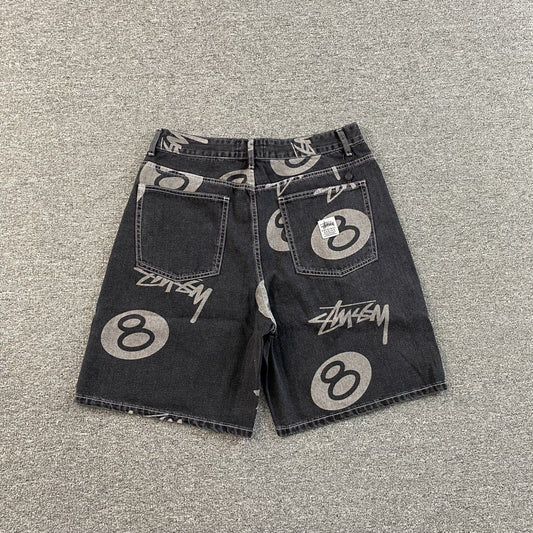 Bermuda Stussy 8 Ball Jean Short Negra