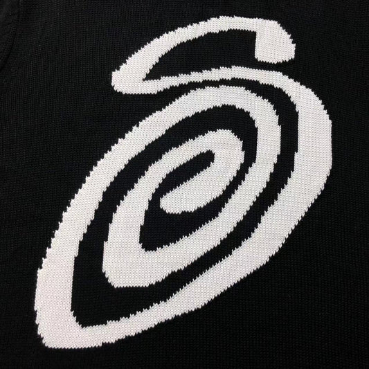 Sweater Stussy Curly S Knit Negro