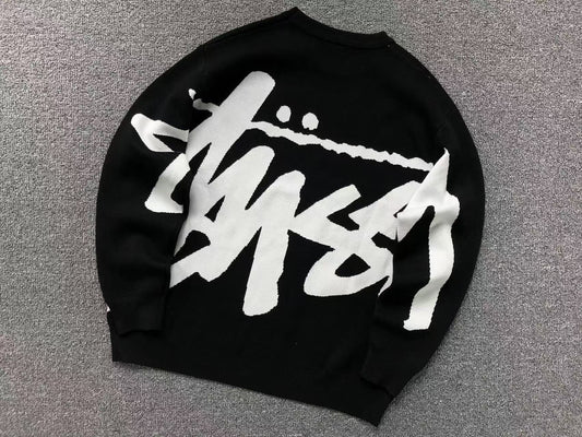 Sweater Stussy Stock Logo Knit Negro