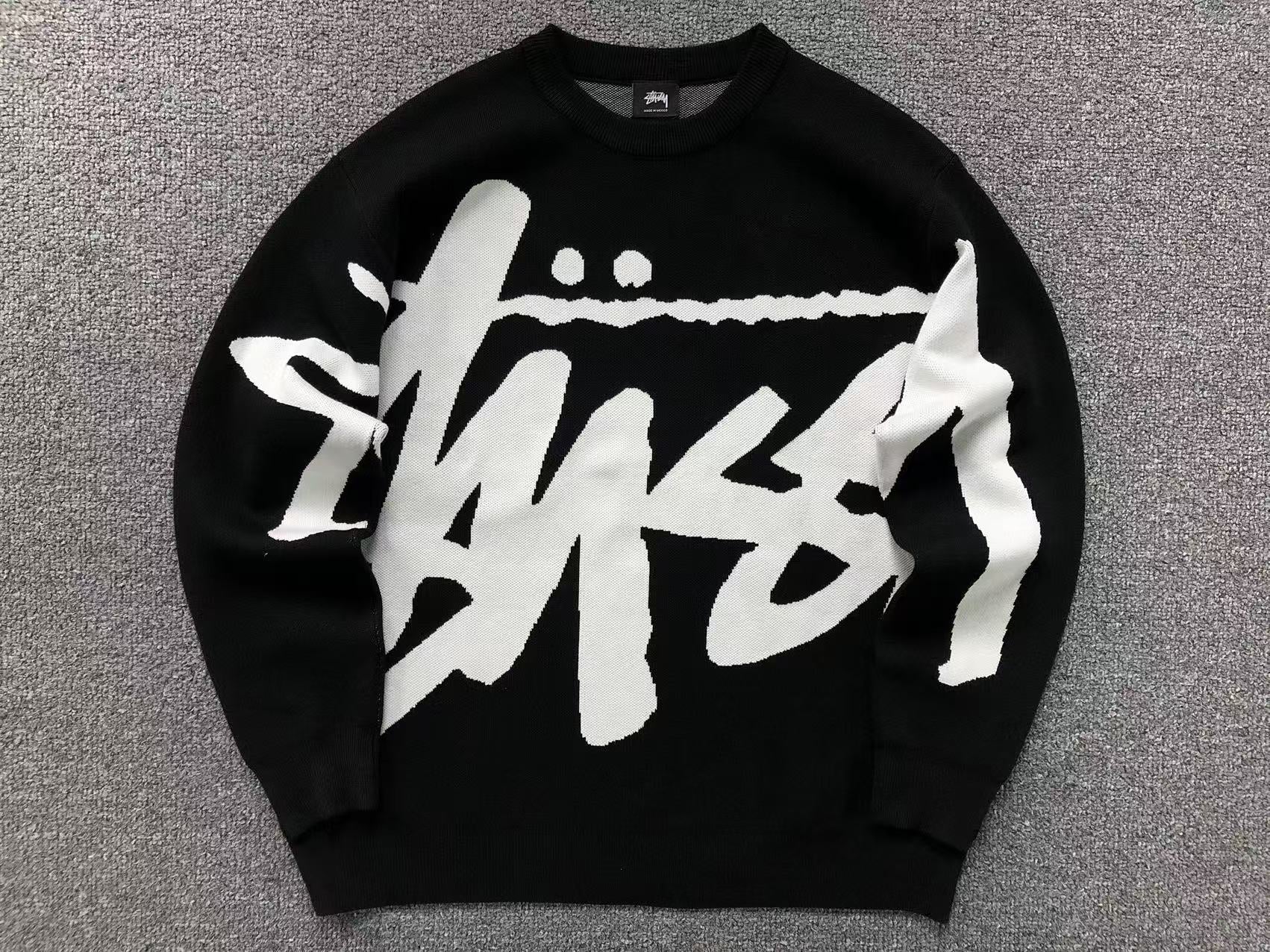 Sweater Stussy Stock Logo Knit Negro - Drip Store Argentina