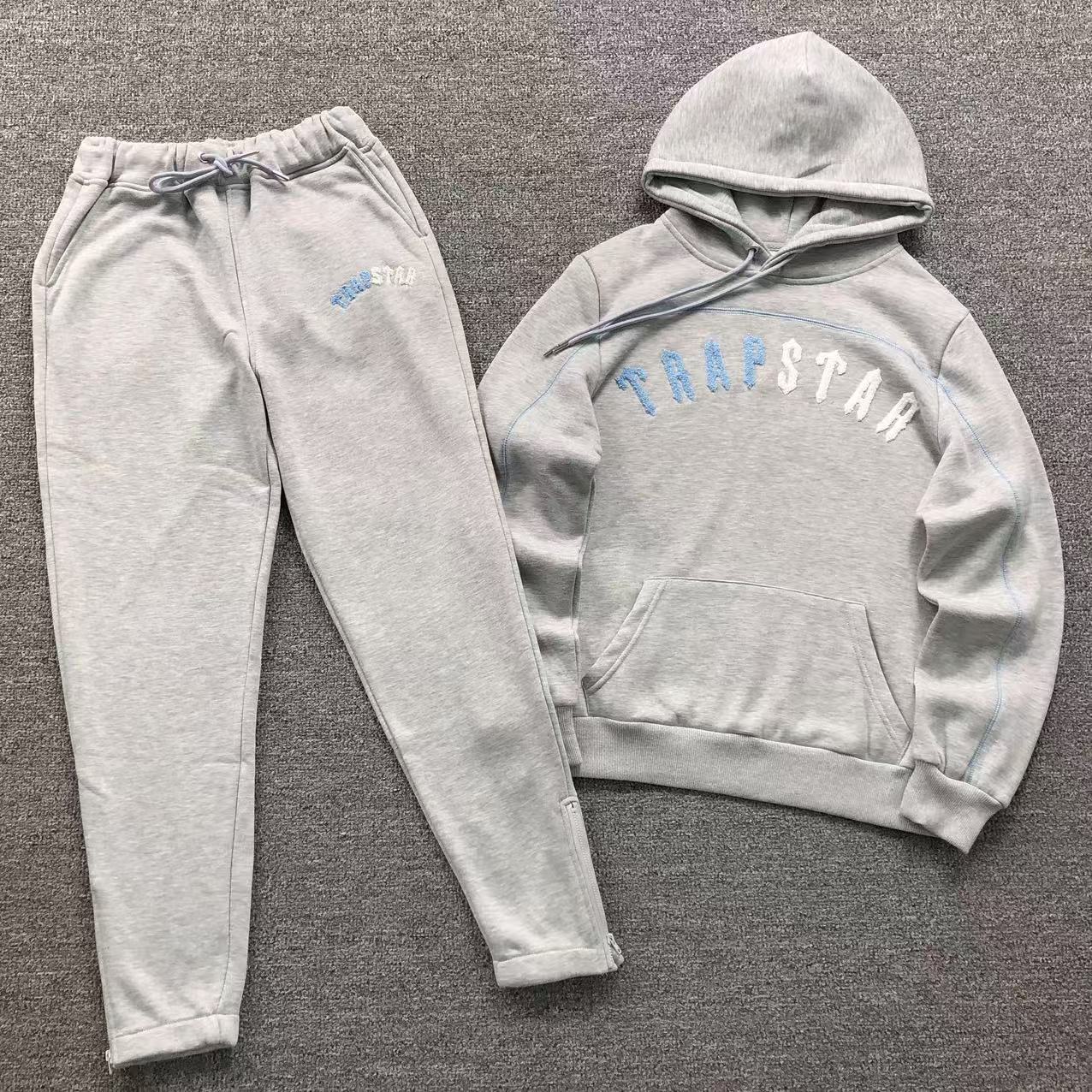 Trapstar Irongate Arch Chenille Grey And Blue Trapstar Tracksuit