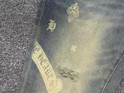 Chrome Hearts Cross Patch Pantalon Jeans Azul Lavado