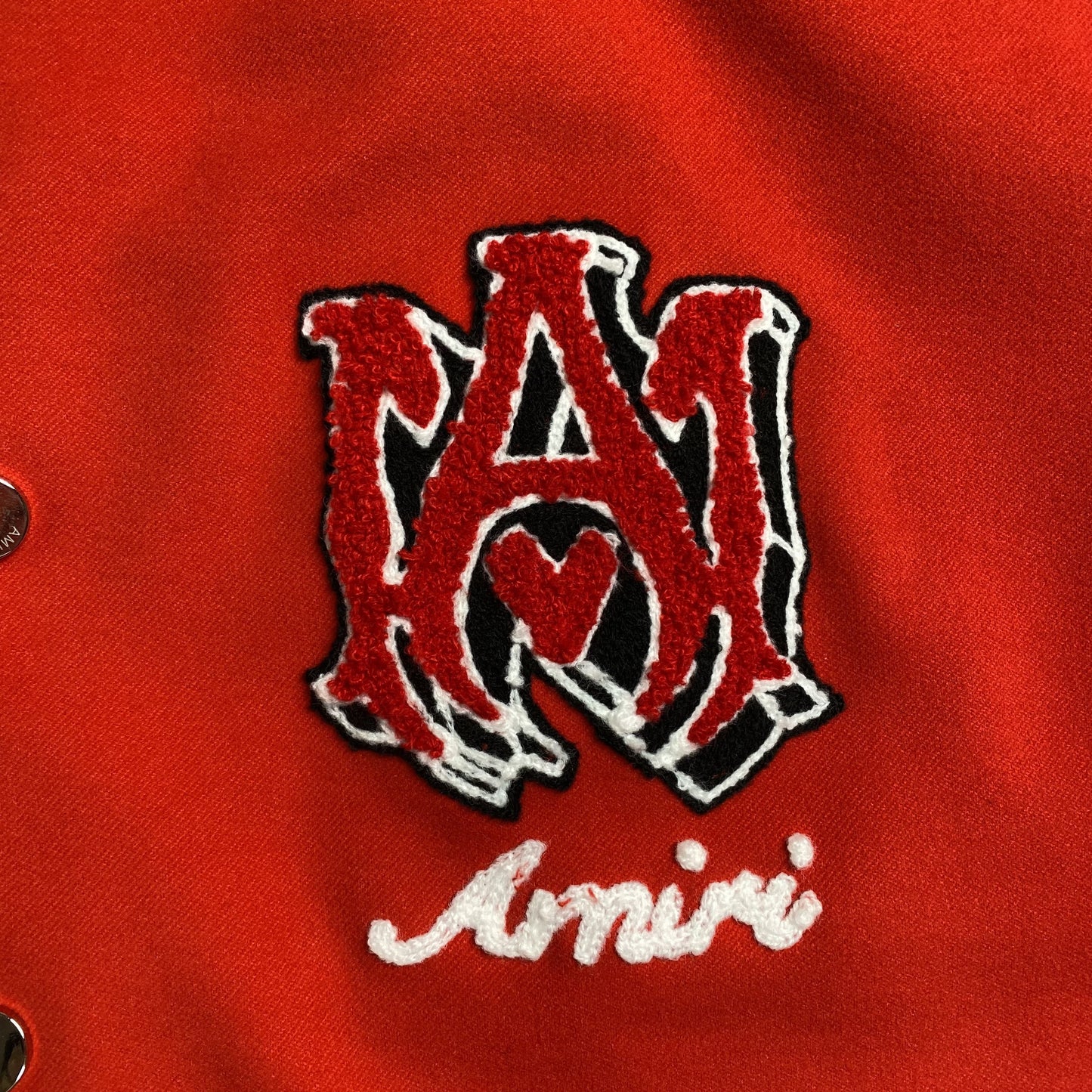 AMIRI LOGO PATCH VARSITY JACKET RED