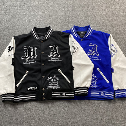 AMIRI DREAM TEAM VARSITY BOMBER JACKET BLUE