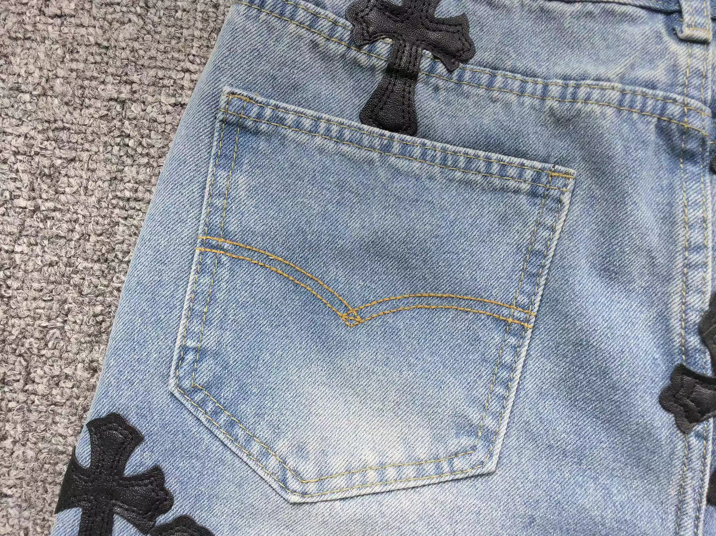 Chrome Hearts Cross Patch Pantalon Jeans Azul