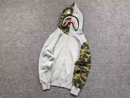 BAPE 1ST CAMO SHARK FULL ZIP HOODIE GREY