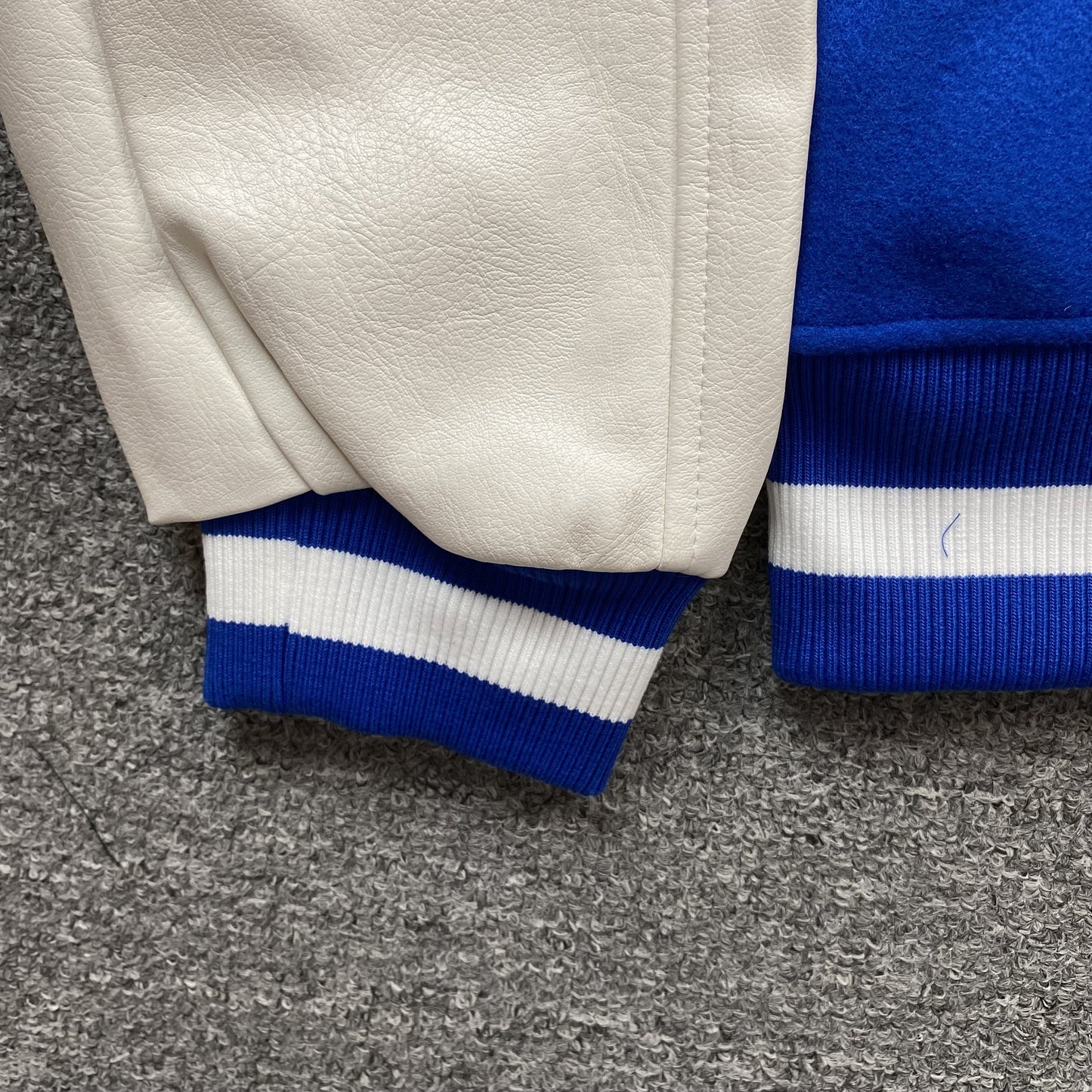 OFF WHITE LOGO APPLIQUE VARSITY JACKET ROYAL