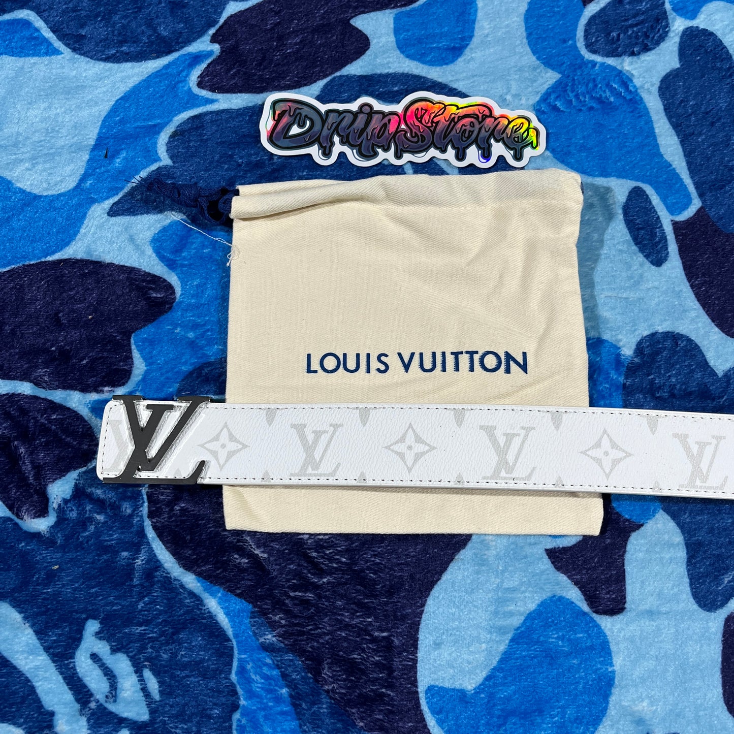 Cinturon LV Monogram Blanco/Plateado