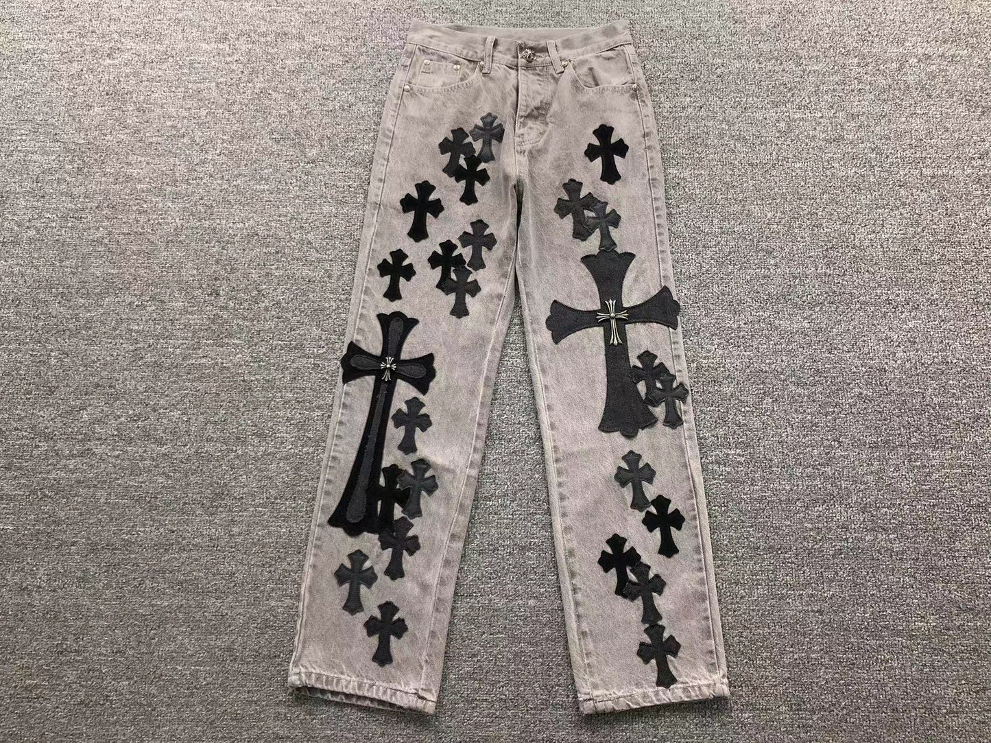 Chrome Hearts Cross Patch Pantalon Jeans Gris