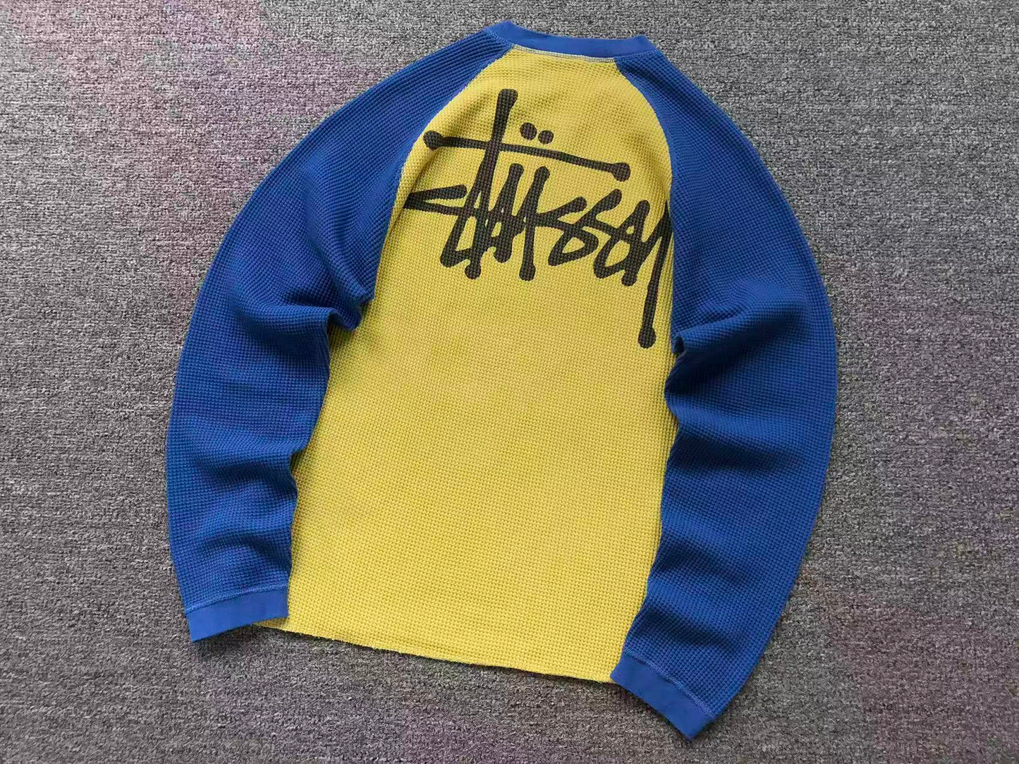 Remera Stussy Thermal 2 Tone Raglan Amarilla