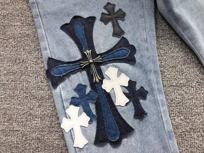 Chrome Hearts Cross Patch Pantalon Jeans Azul