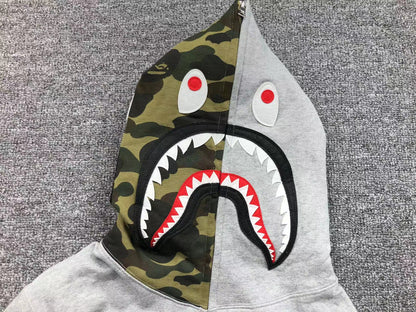 BAPE 1ST CAMO SHARK FULL ZIP HOODIE GREY