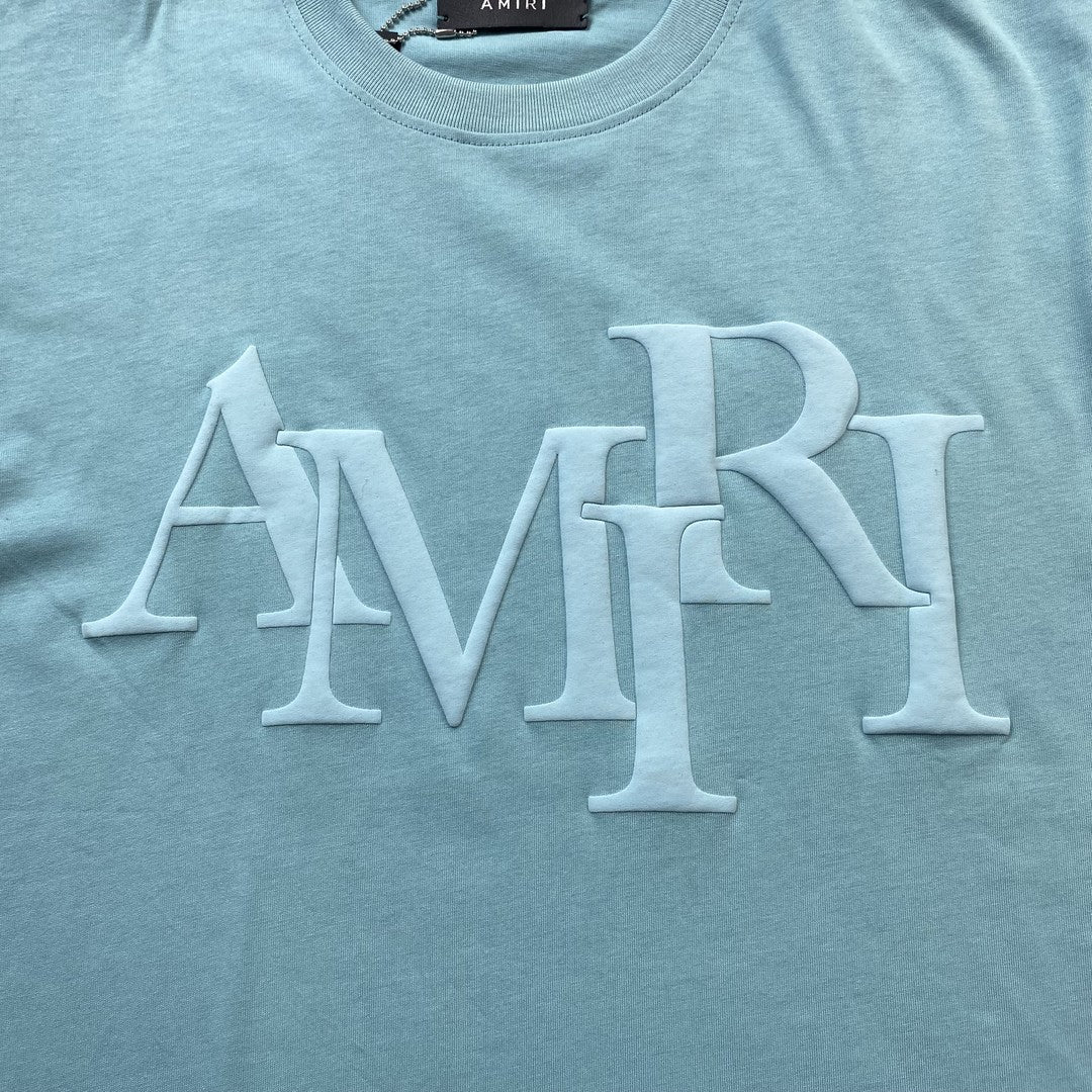 AMIRI STAGGERED LOGO TEE BLUE