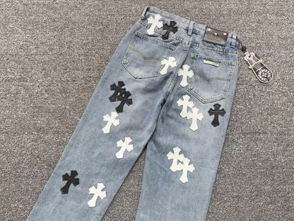 Chrome Hearts Cross Patch Pantalon Jeans Azul