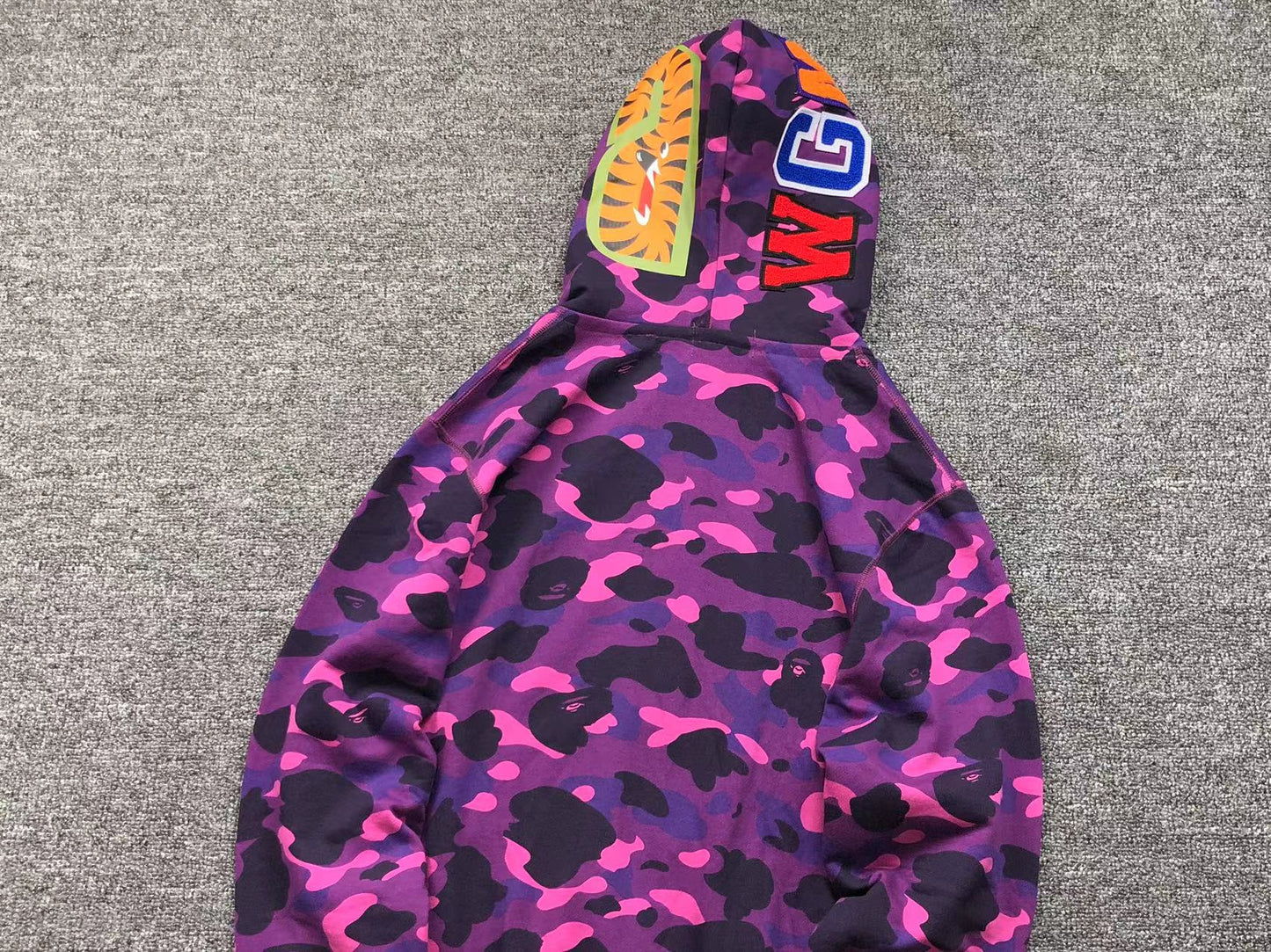 BAPE COLOR CAMO SHARK WIDE FULL ZIP DOUBLE HOODIE PURPLE