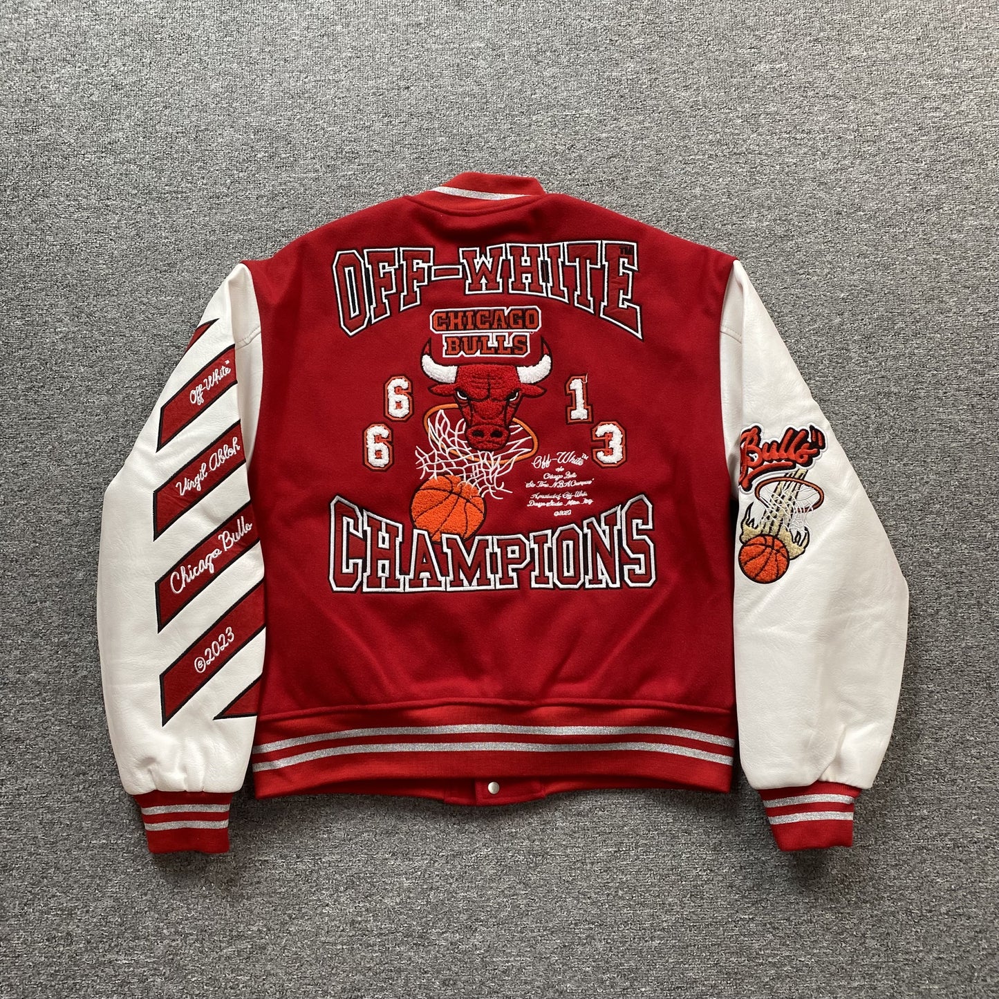 OFF WHITE CHICAGO BULLS VARSITY JACKET RED