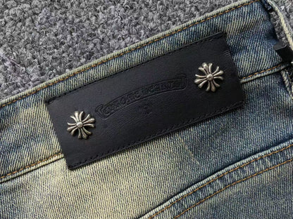 Chrome Hearts Cross Patch Pantalon Jeans Azul Lavado