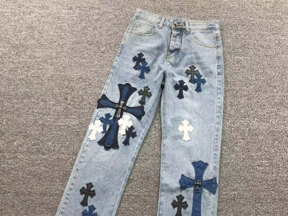 Chrome Hearts Cross Patch Pantalon Jeans Azul