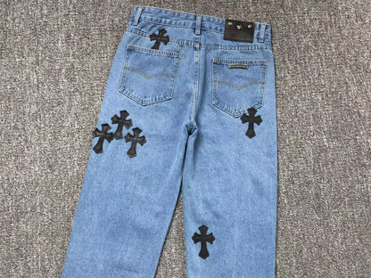 Chrome Hearts Cross Patch Pantalon Jeans Azul