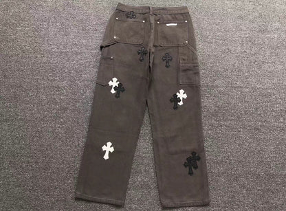 Chrome Hearts Cross Patch Pantalon Carpintero Gris