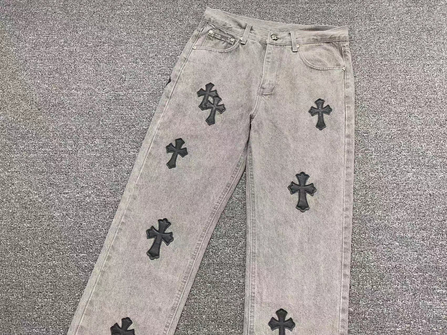 Chrome Hearts Cross Patch Pantalon Jeans Gris