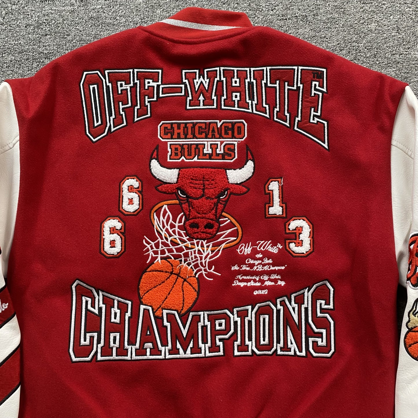 OFF WHITE CHICAGO BULLS VARSITY JACKET RED