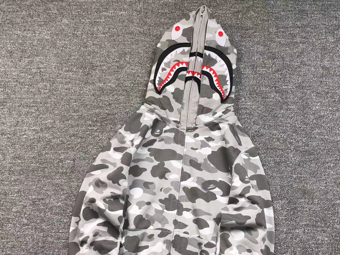 BAPE COLOR CAMO SHARK WIDE FULL ZIP DOUBLE HOODIE GRAY