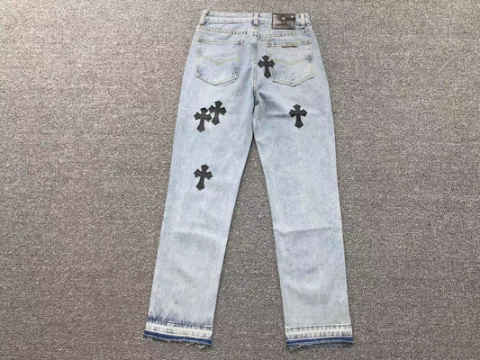 Chrome Hearts Cross Patch Pantalon Jeans Azul