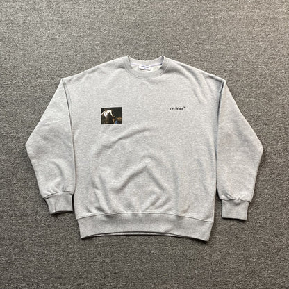 OFF WHITE CARAVAGGIO ANGEL CREWNECK GREY