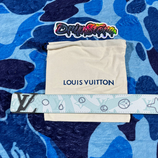 Cinturon LV Monogram Celeste/Plateado