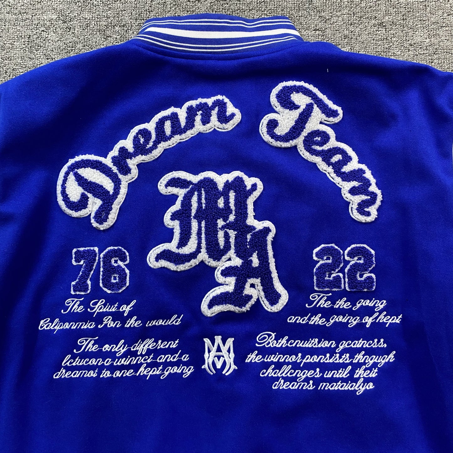 AMIRI DREAM TEAM VARSITY BOMBER JACKET BLUE