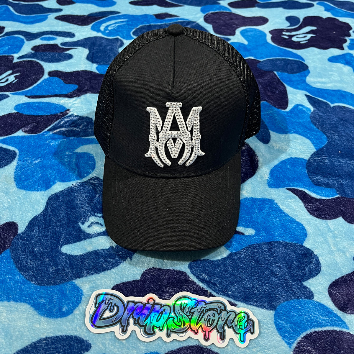 Gorra Amiri MA Brillos Trucker Blanca/Negra