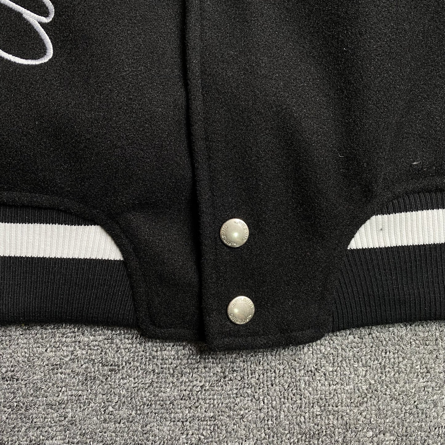 OFF WHITE LEA APPLIQUE VARSITY JACKET BLACK