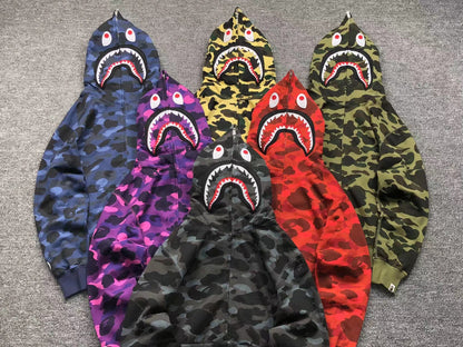 BAPE COLOR CAMO SHARK FULL ZIP HOODIE PURPLE