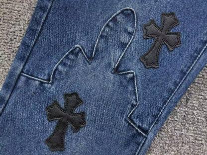 Chrome Hearts Cross Patch Pantalon Jeans Azul