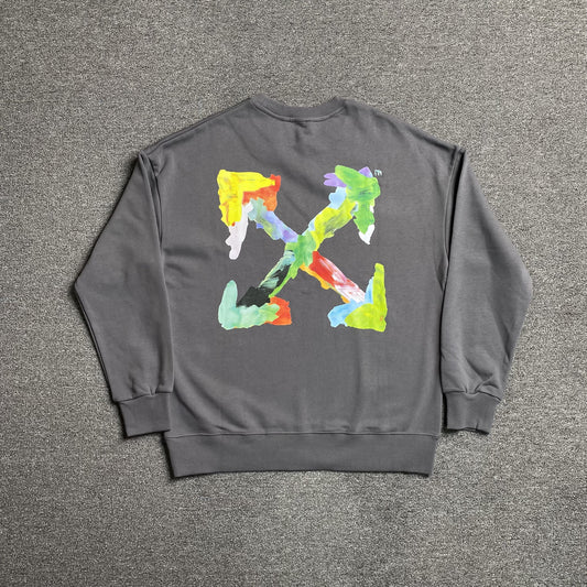 OFF WHITE BRUSHED ARROWS CREWNECK GREY