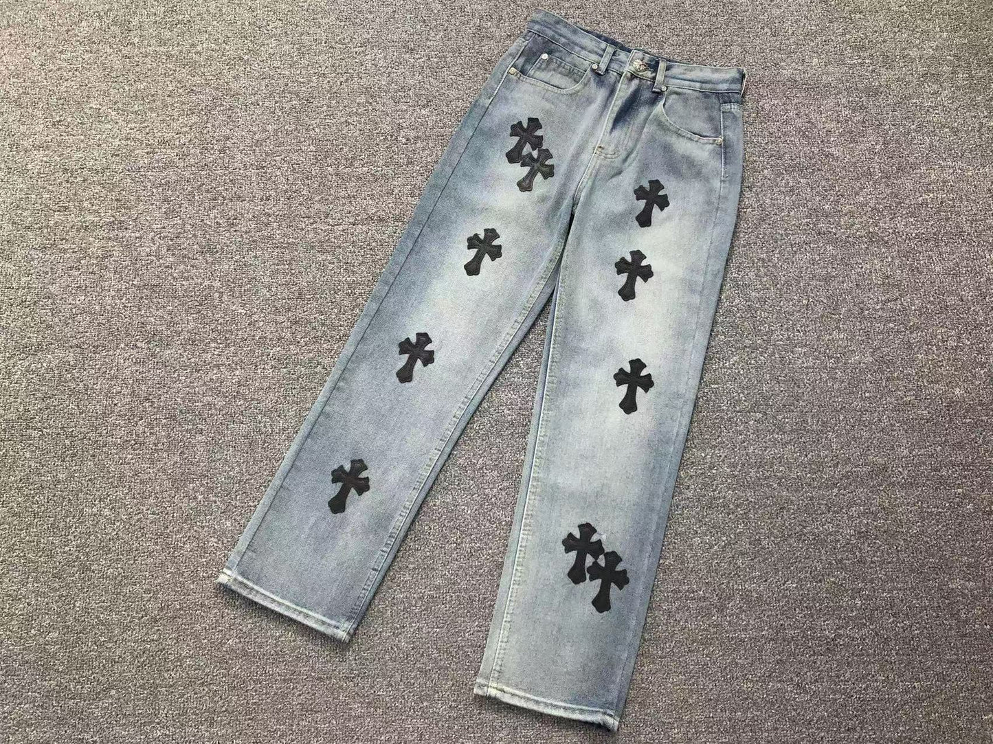 Chrome Hearts Cross Patch Pantalon Jeans Azul Lavado