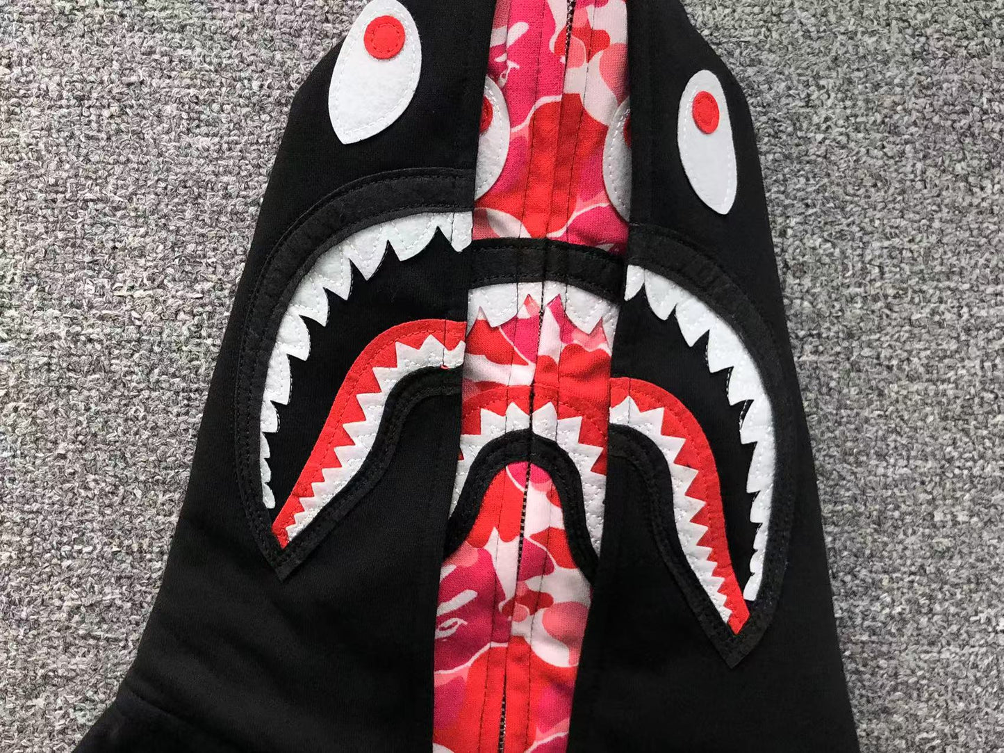 BAPE ABC SHARK FULL ZIP DOUBLE HOODIE BLACK PINK