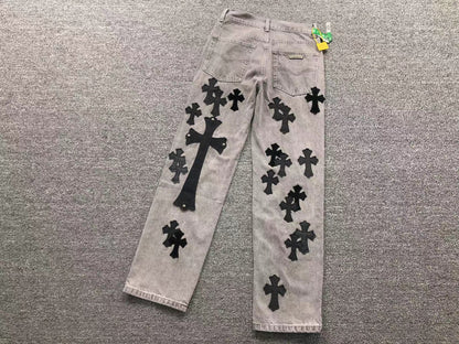 Chrome Hearts Cross Patch Pantalon Jeans Gris