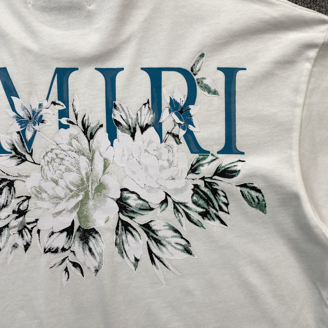 AMIRI FLORAL LOGO TEE WHITE