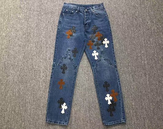 Chrome Hearts Cross Patch Pantalon Jeans Azul