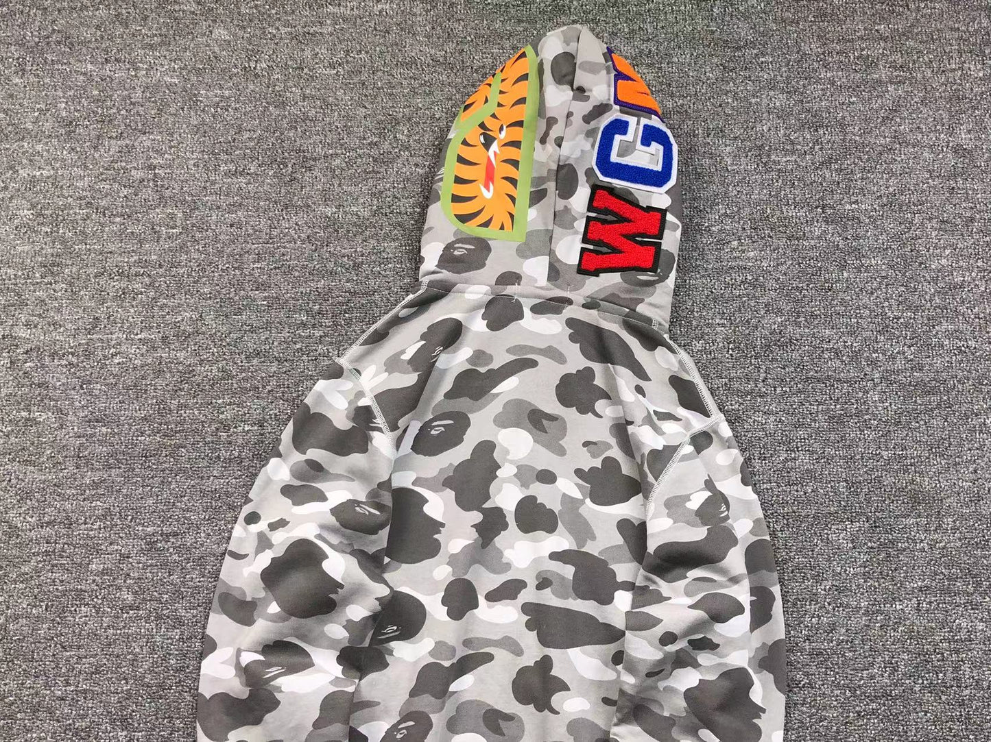 BAPE COLOR CAMO SHARK WIDE FULL ZIP DOUBLE HOODIE GRAY